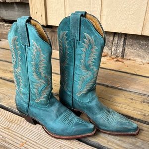 Tony Lama Cowboy Cowgirl Boots 6 W Turqouise
